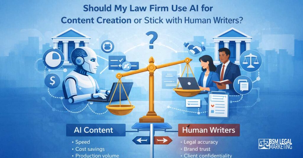 Should Law Firms Use AI for Content Creation or Human Writers